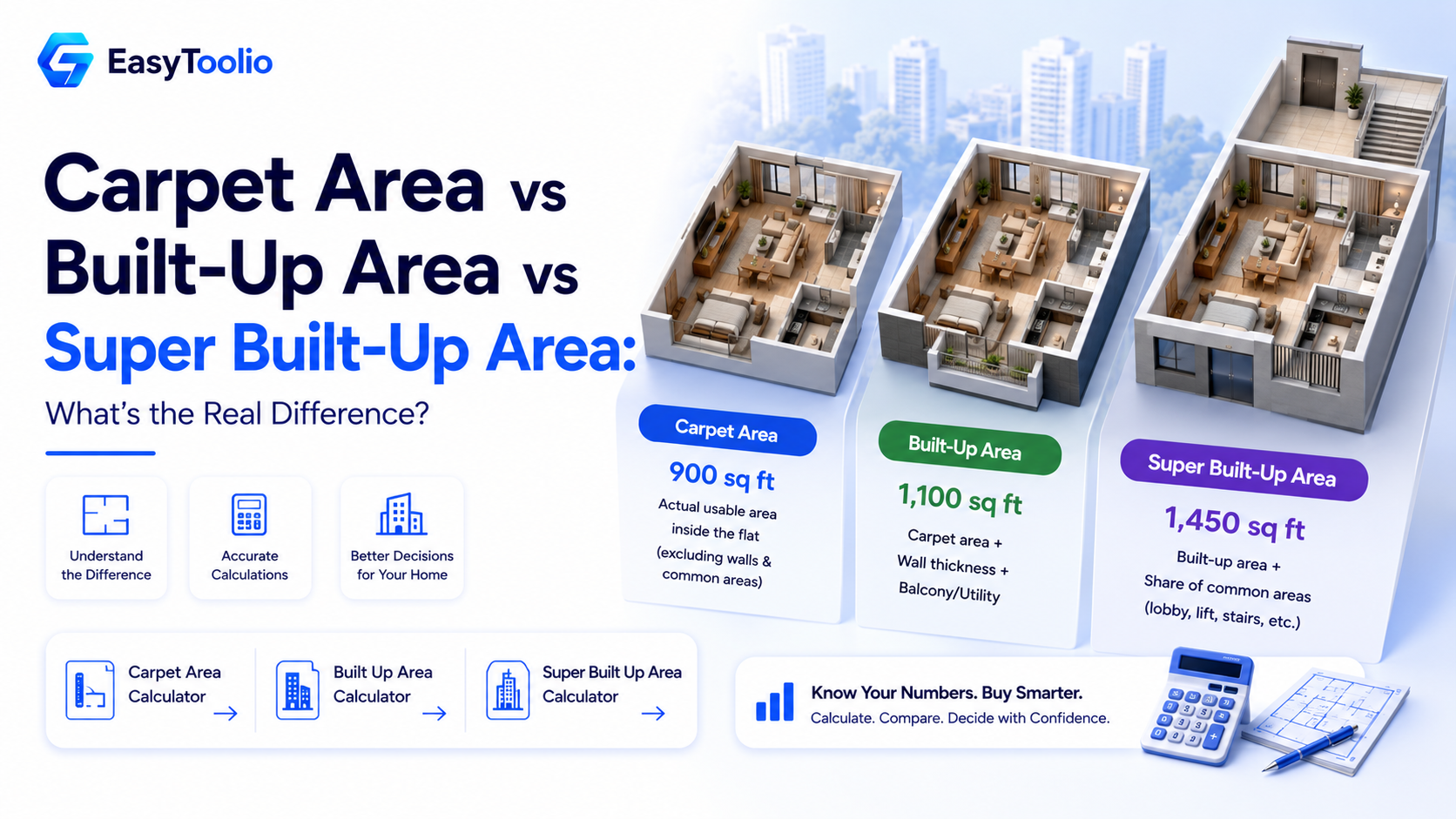 Carpet Area vs Built-Up Area vs Super Built-Up Area: What's the Real Difference