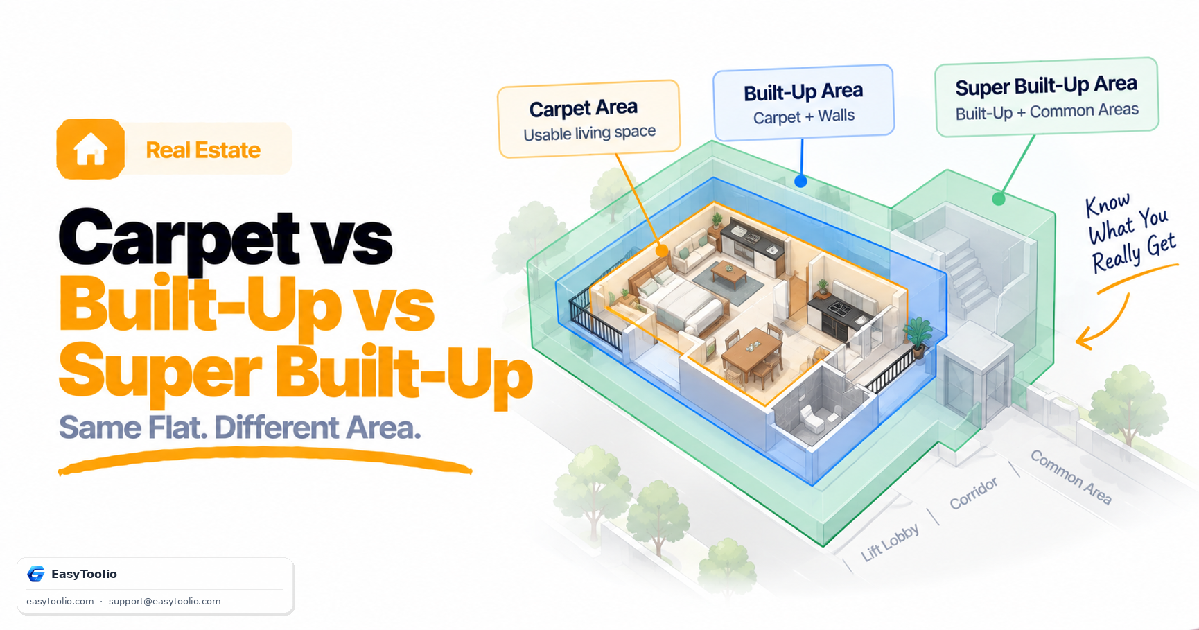 Carpet Area vs Built-Up Area vs Super Built-Up Area: What's the Real Difference