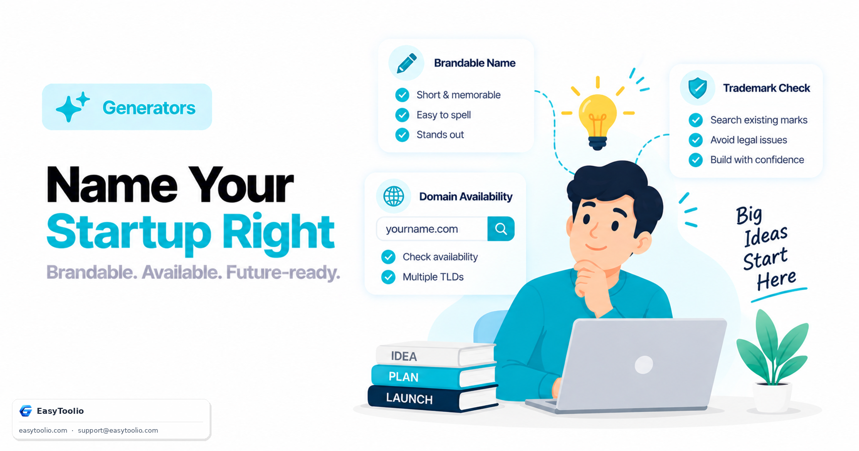 Startup Name Generator Guide: Brandability, Domain Availability & Trademark Basics