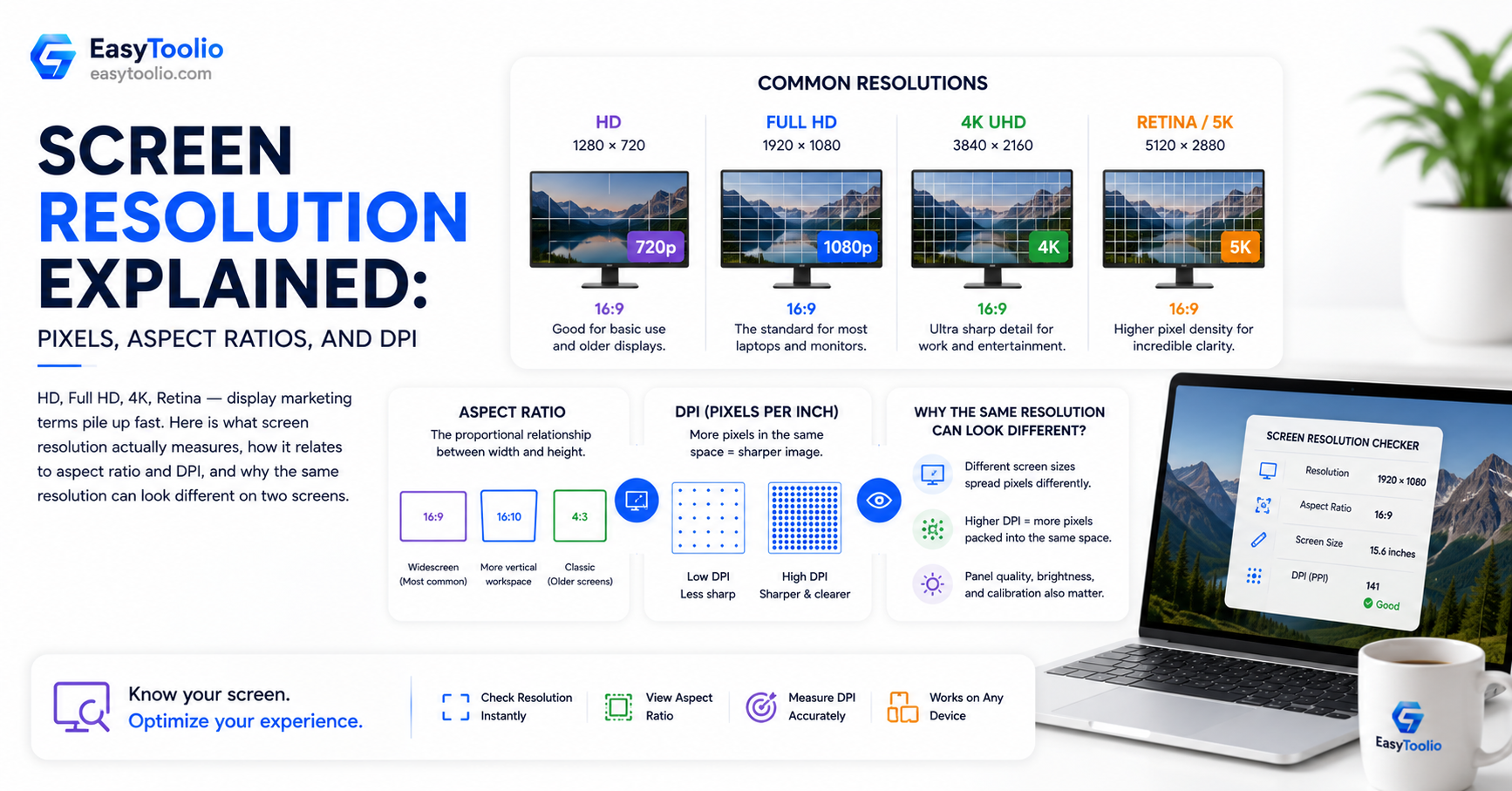 Screen Resolution Explained: Pixels, Aspect Ratios, and DPI